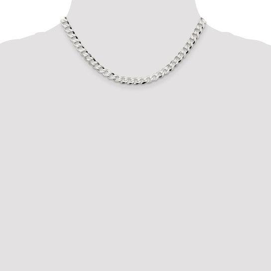 Sterling Silver 6.8mm Close Link Flat Curb Chain