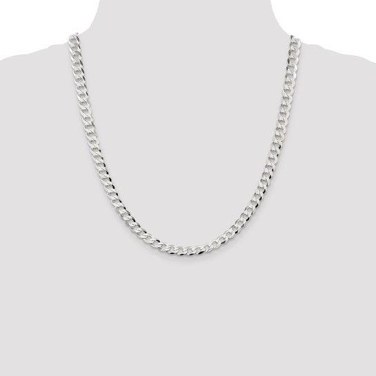 Sterling Silver 6.8mm Close Link Flat Curb Chain