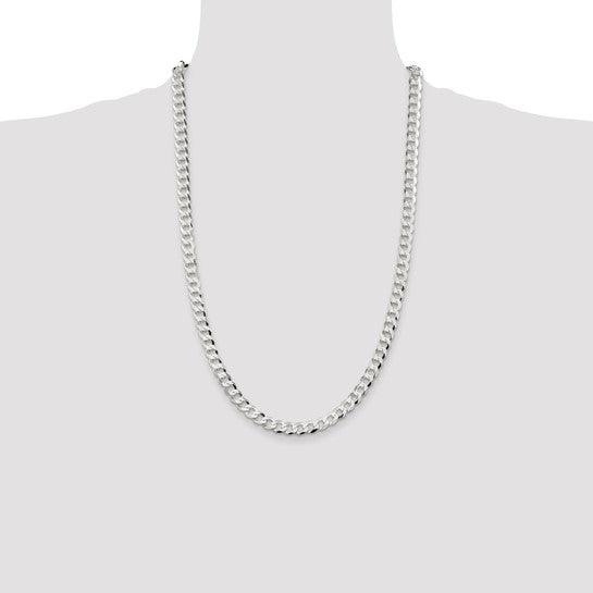 Sterling Silver 6.8mm Close Link Flat Curb Chain