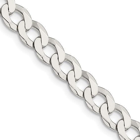 Sterling Silver 7mm Beveled Curb Chain
