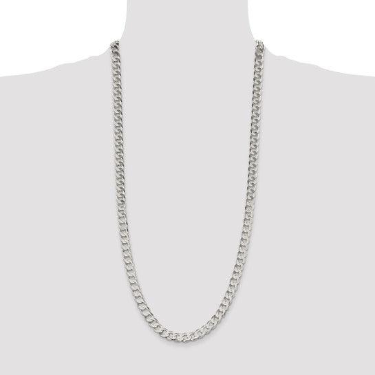 Sterling Silver 8mm Close Link Flat Curb Chain