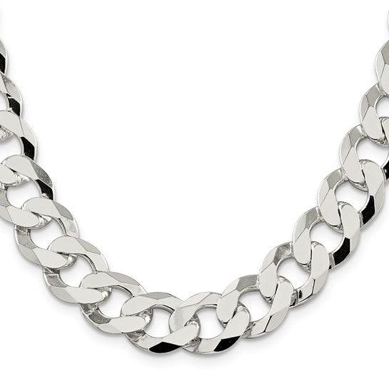 Sterling Silver 14mm Close Link Flat Curb Chain