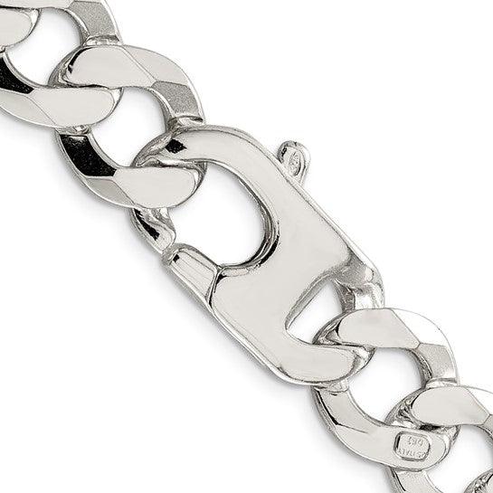Sterling Silver 14mm Close Link Flat Curb Chain