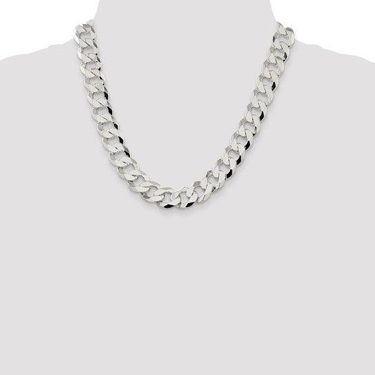Sterling Silver 14mm Close Link Flat Curb Chain