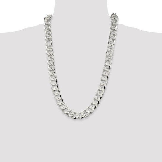 Sterling Silver 14mm Close Link Flat Curb Chain