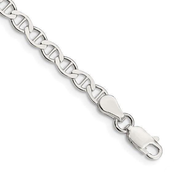Sterling Silver 4mm Polished Flat Anchor Anklet