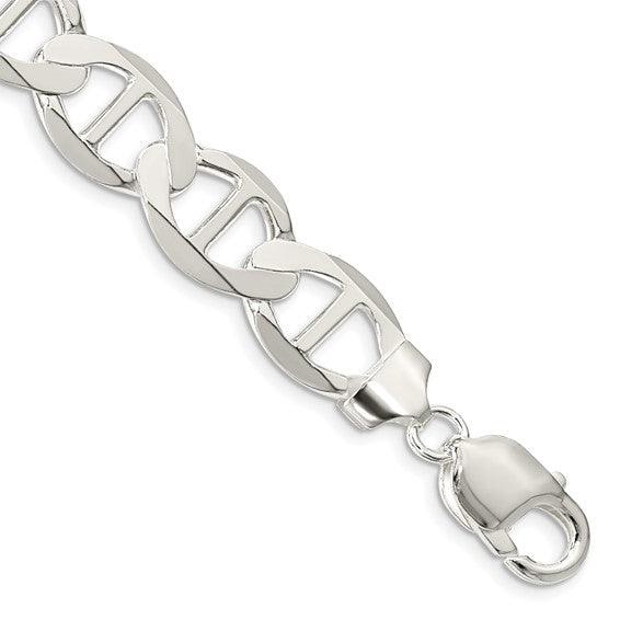 Sterling Silver 12.3mm Polished Flat Anchor Bracelet