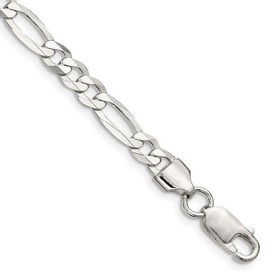 Sterling Silver 5.5mm Flat Figaro Bracelet