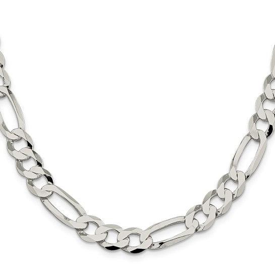 Sterling Silver 9.5mm Flat Figaro Chain