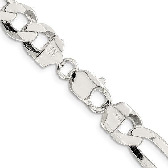 Sterling Silver 9.5mm Flat Figaro Chain