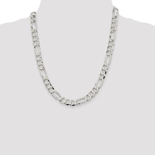 Sterling Silver 9.5mm Flat Figaro Chain