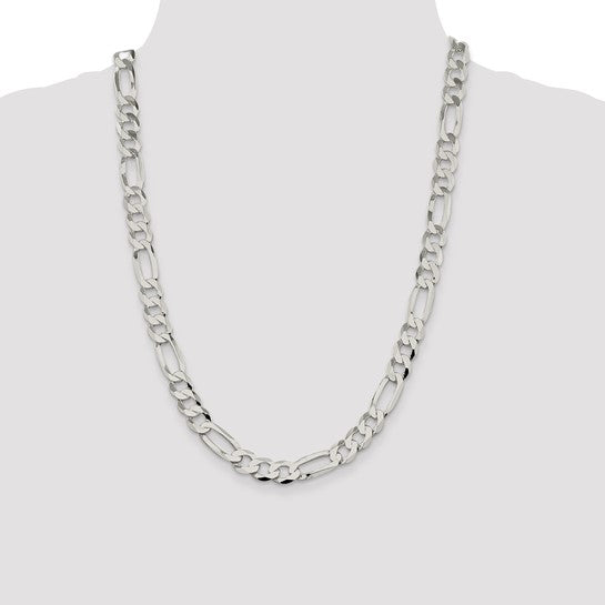 Sterling Silver 9.5mm Flat Figaro Chain
