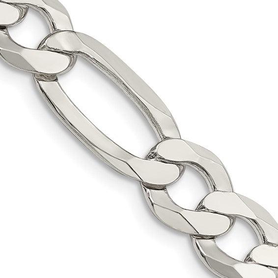 Sterling Silver 9.5mm Flat Figaro Chain