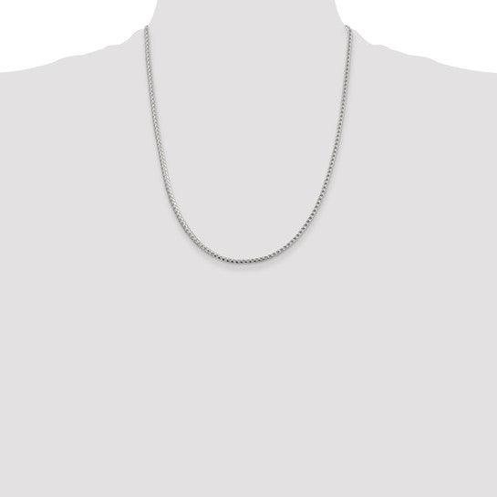 Sterling Silver 2.55mm Diamond Cut Square Franco Chain