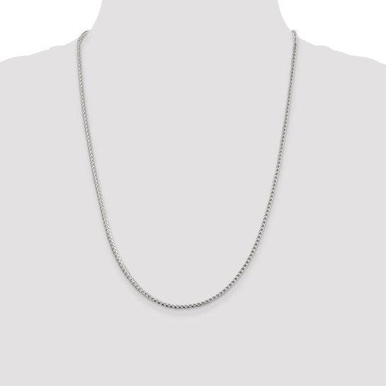 Sterling Silver 2.55mm Diamond Cut Square Franco Chain