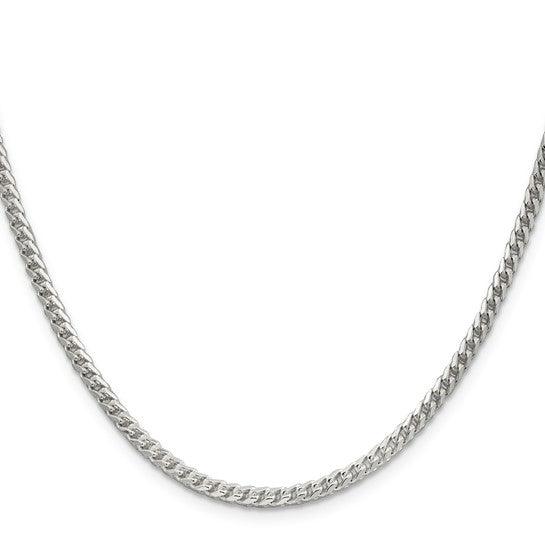 Sterling Silver 3.4mm Diamond Cut Square Franco Necklace