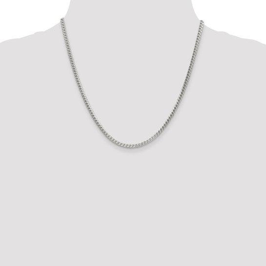 Sterling Silver 3.4mm Diamond Cut Square Franco Necklace