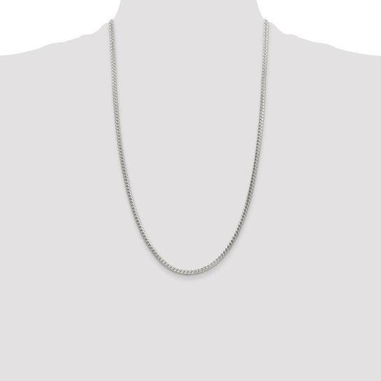 Sterling Silver 3.4mm Diamond Cut Square Franco Necklace