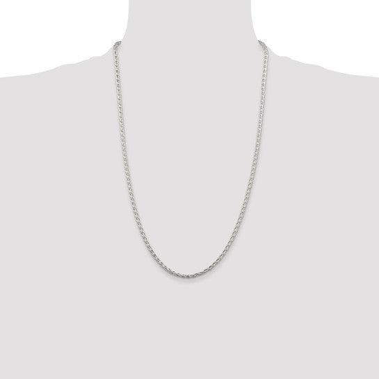 Sterling Silver 2.85mm Diamond-cut Round Spiga Chain