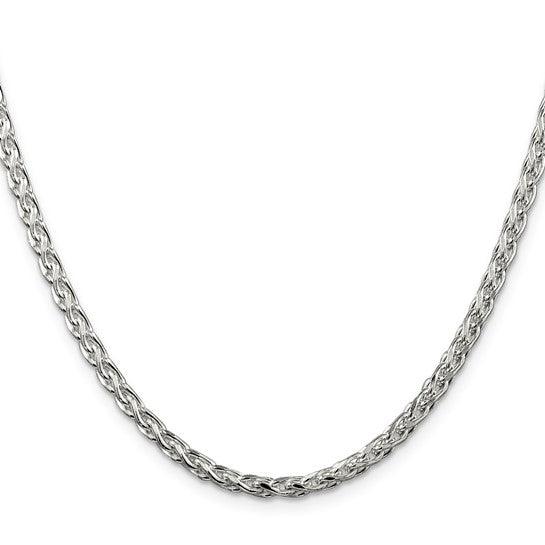Sterling Silver 3.50mm Diamond-cut Round Spiga Chain