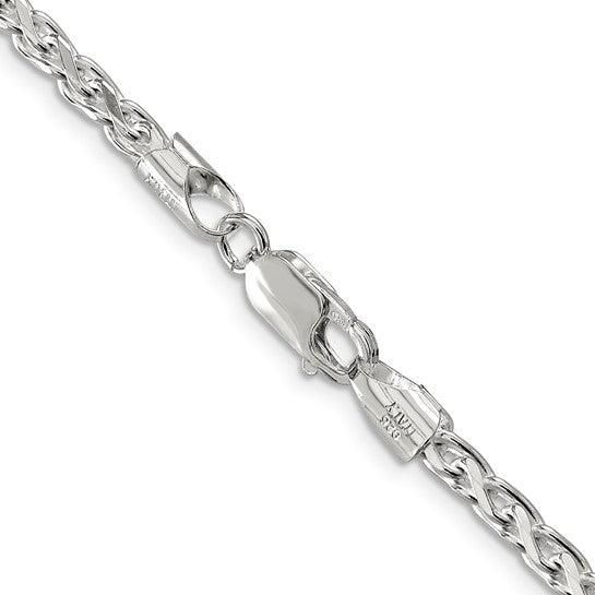 Sterling Silver 3.50mm Diamond-cut Round Spiga Chain