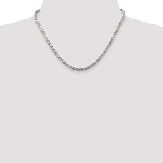 Sterling Silver 3.50mm Diamond-cut Round Spiga Chain