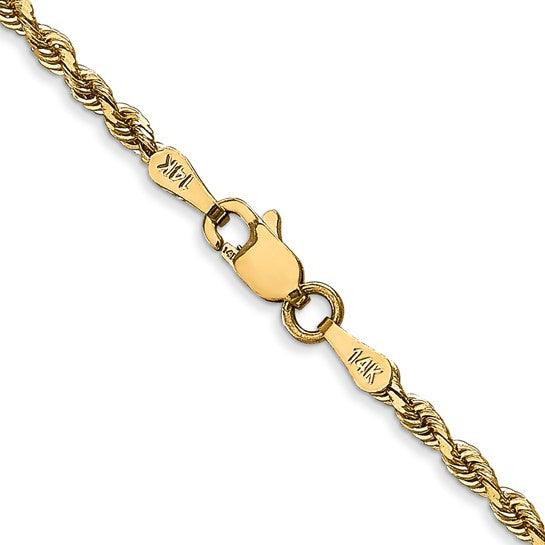14k 2.25mm Diamond Cut Quadruple Rope Chain