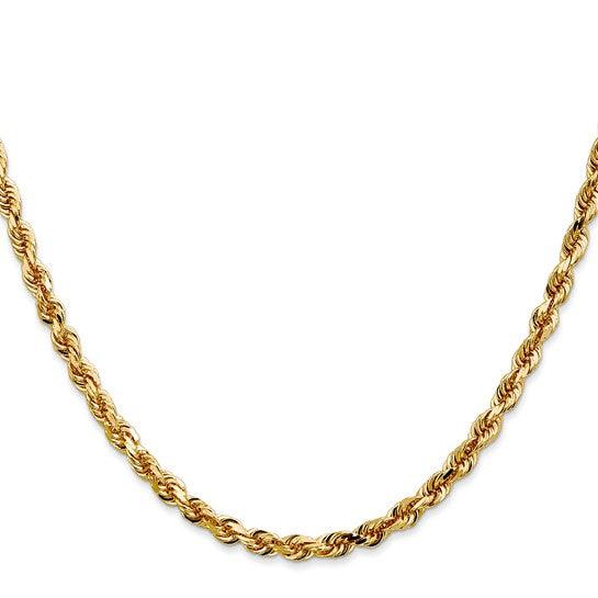 14k 4mm Diamond Cut Quadruple Rope Chain