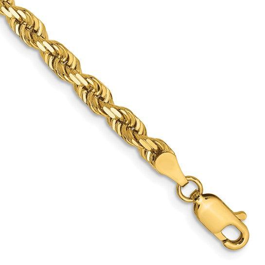 14k 4mm Diamond Cut Quadruple Rope Bracelet