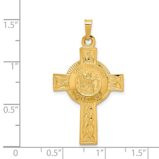 14k Cross w-St. Christopher Medal Pendant