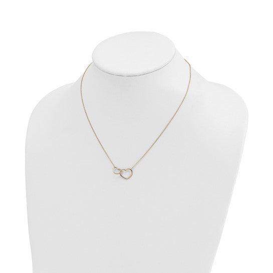 14k Polished Double Heart Necklace