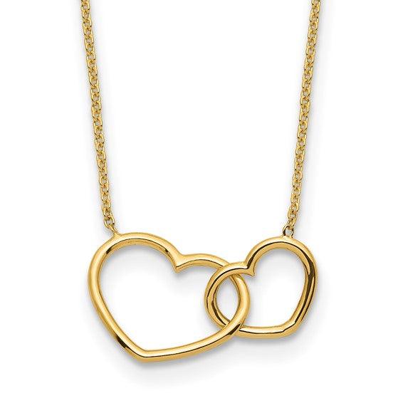 14k Polished Double Heart Necklace