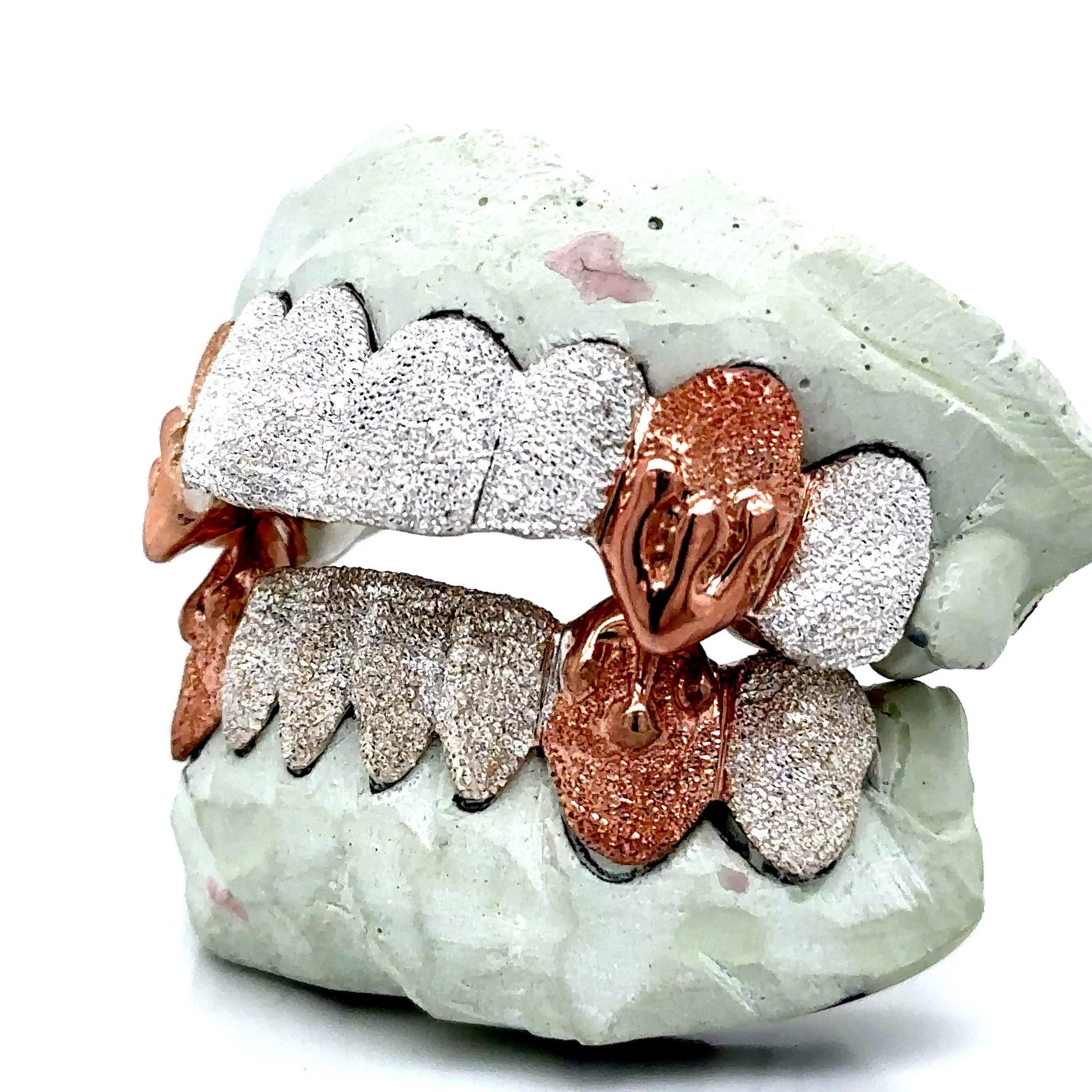 16pc Silver Dusted Rose Gold Drip Grillz