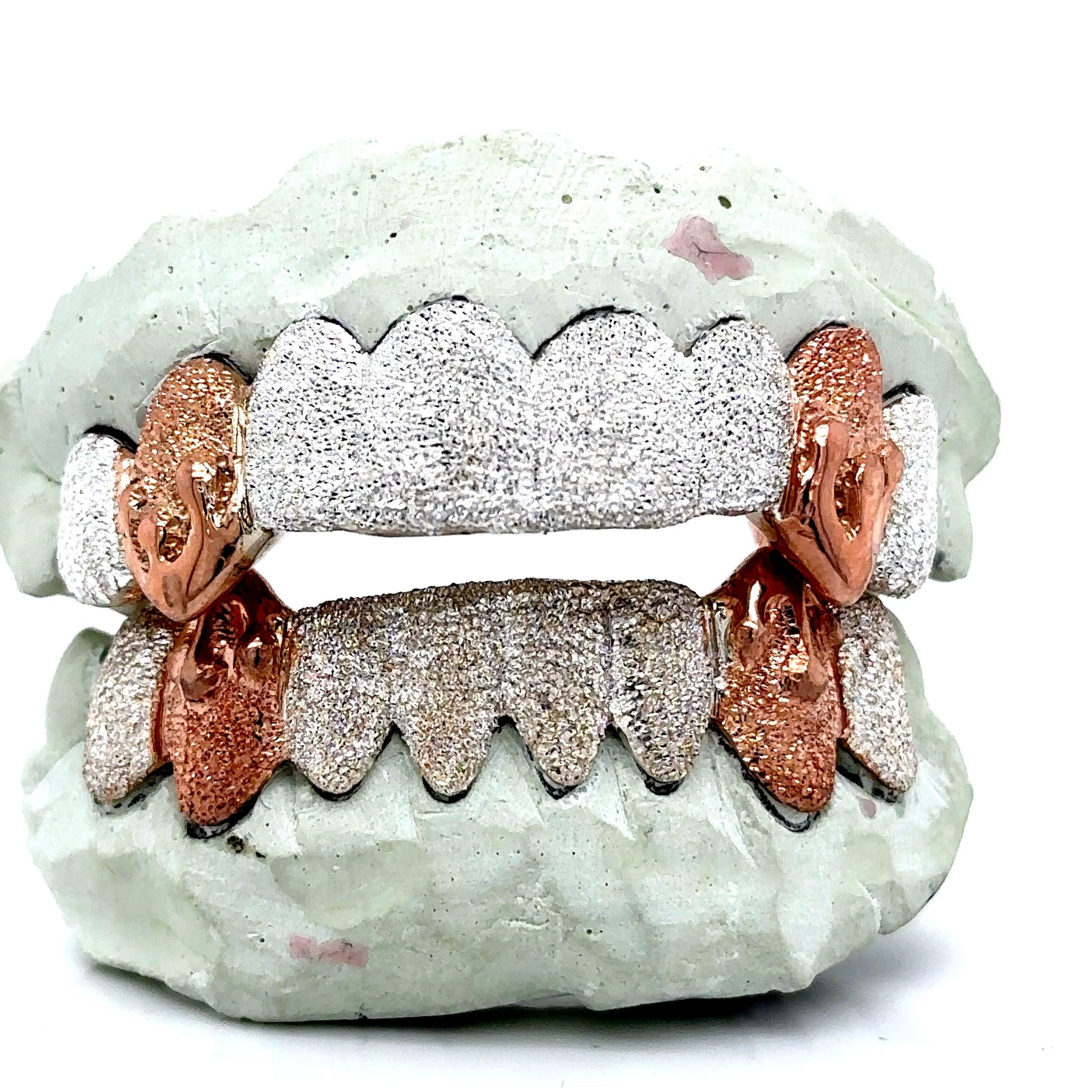 16pc Silver Dusted Rose Gold Drip Grillz