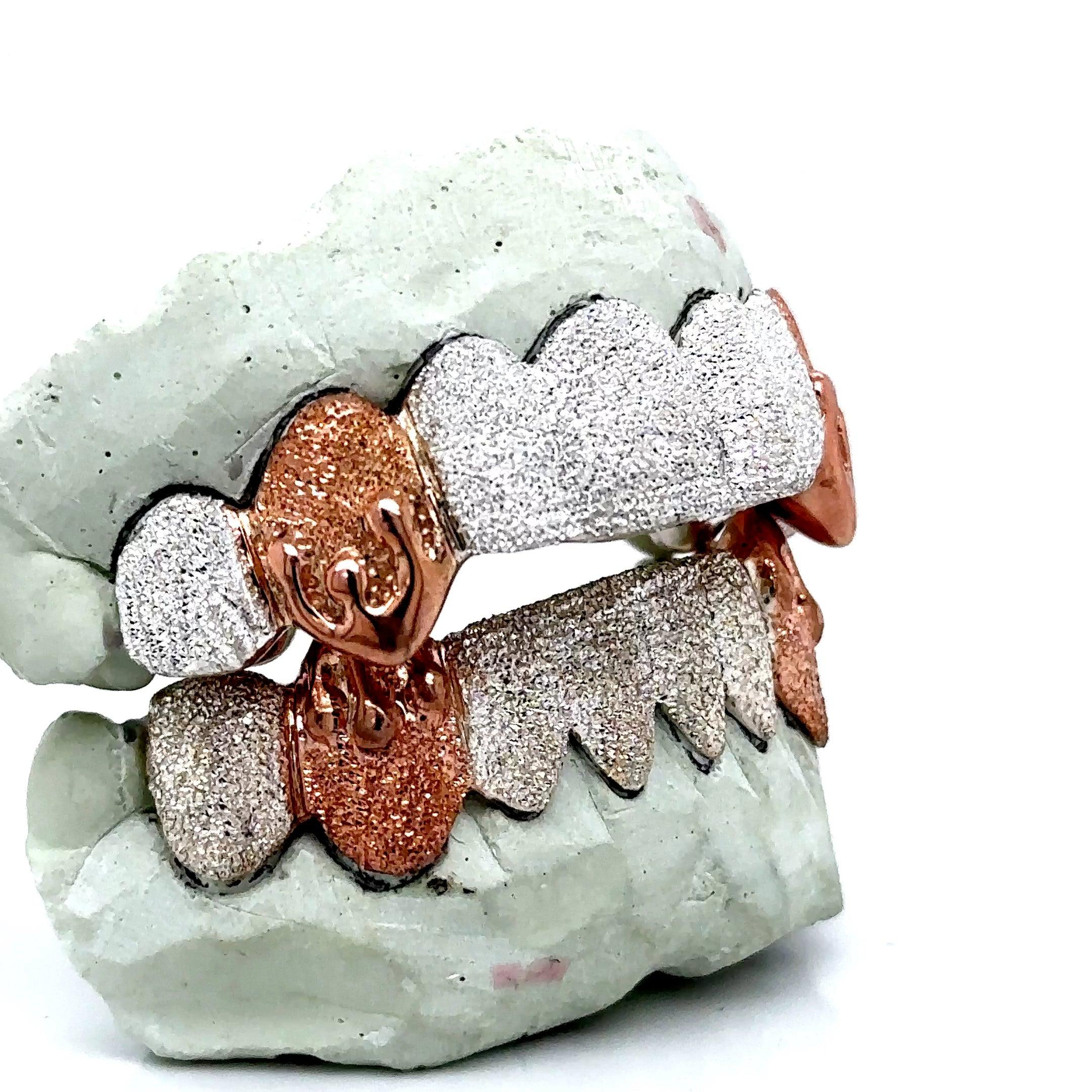16pc Silver Dusted Rose Gold Drip Grillz