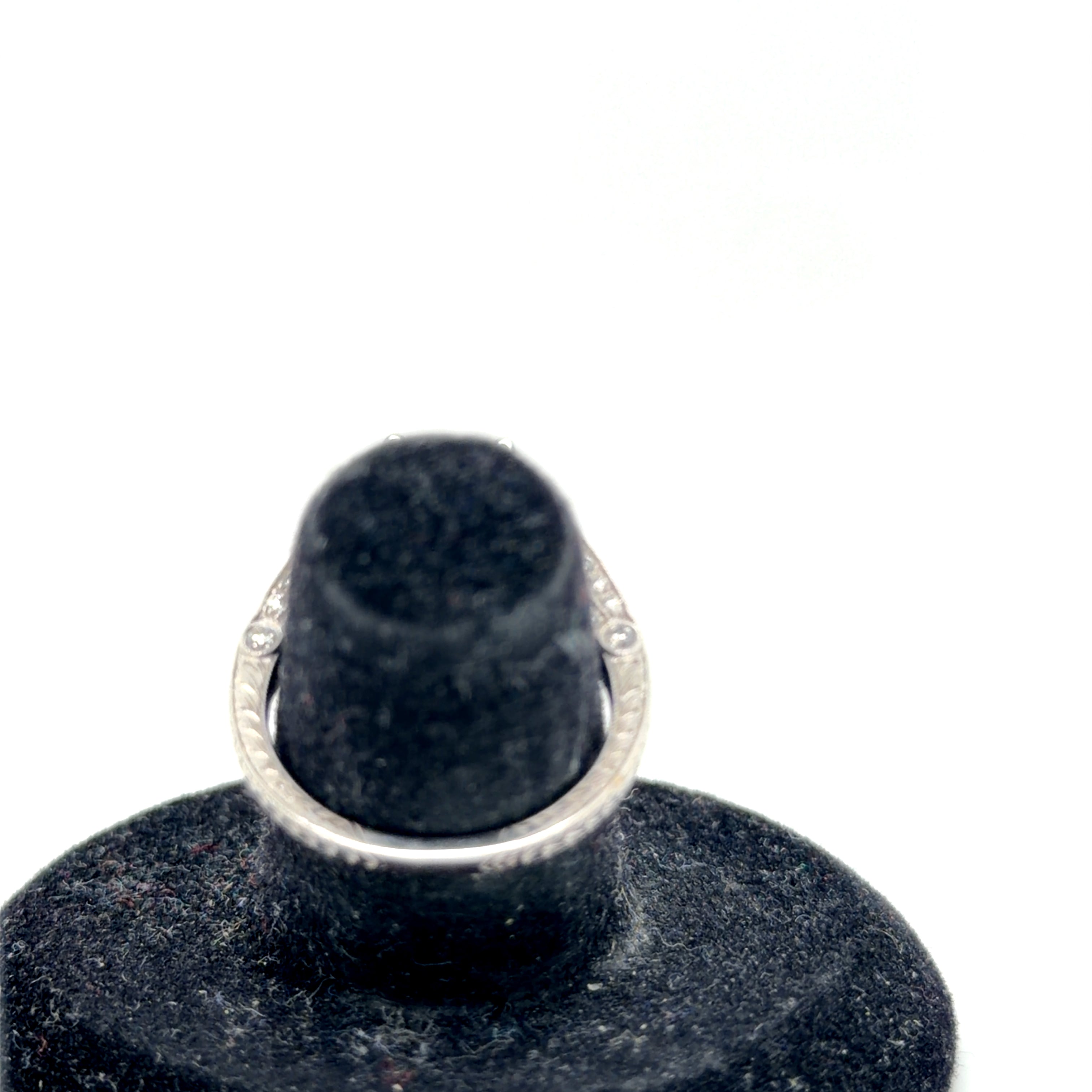 14k White Gold Cushion Peridot Diamond Ring