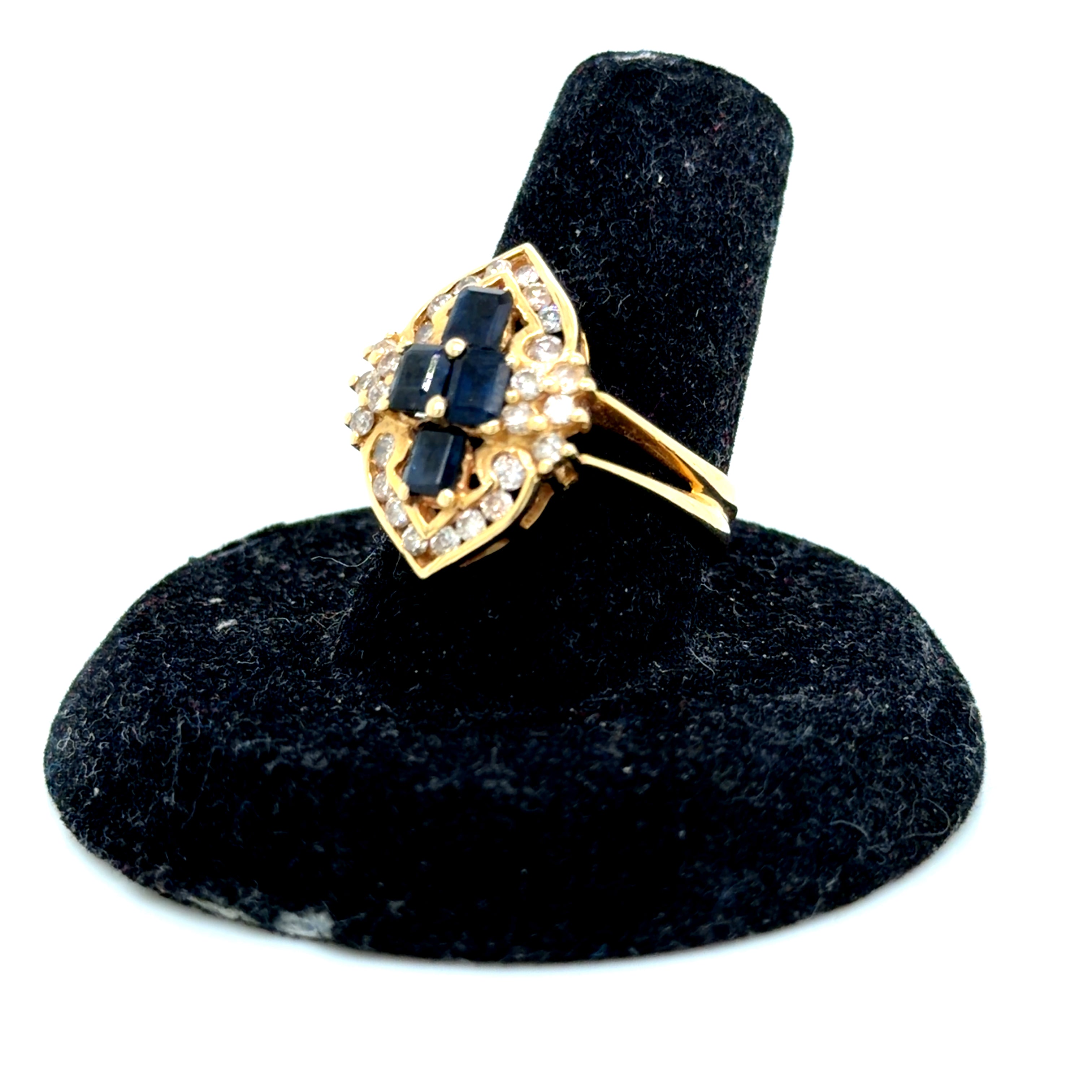 14k Yellow Gold Sapphire Diamond Ring