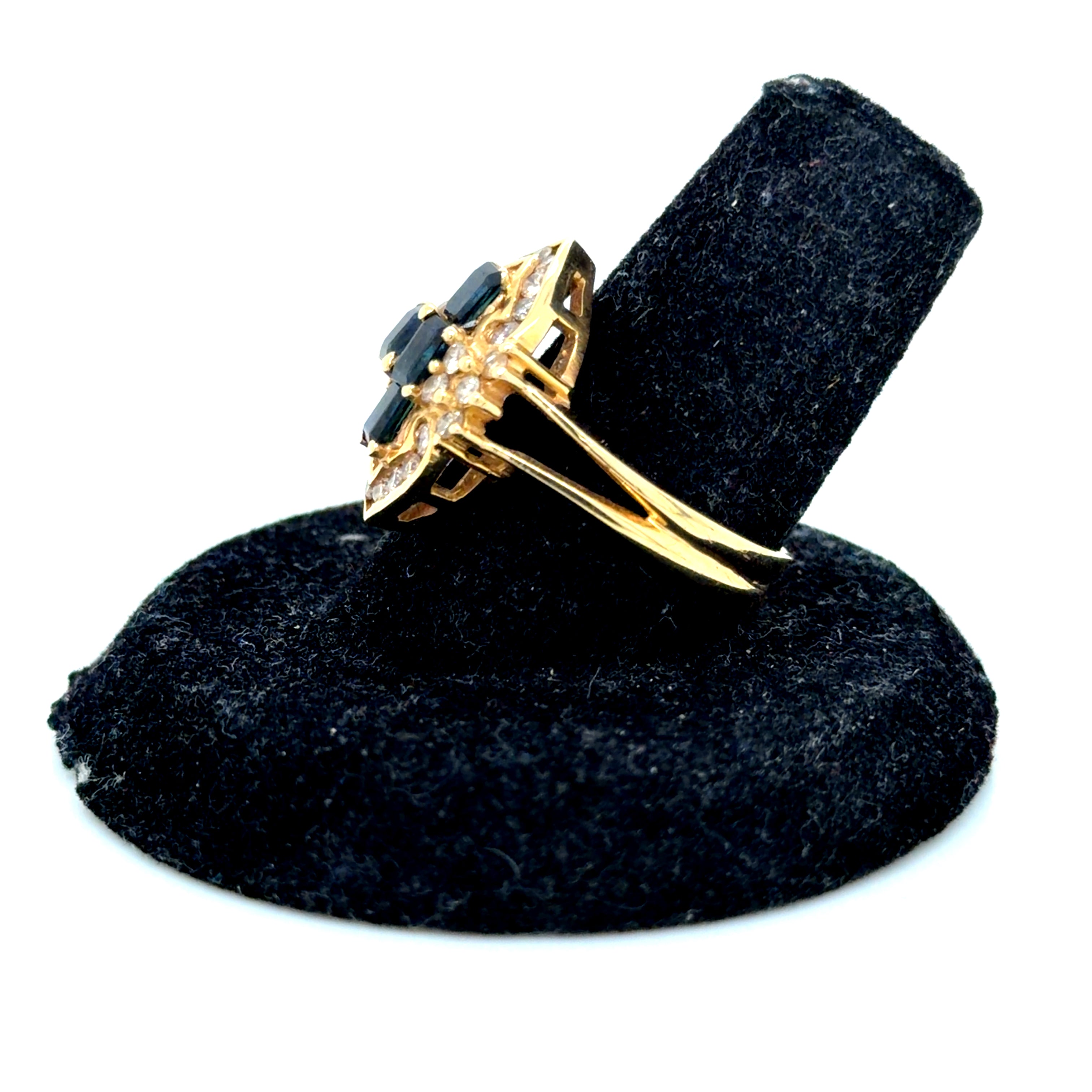 14k Yellow Gold Sapphire Diamond Ring