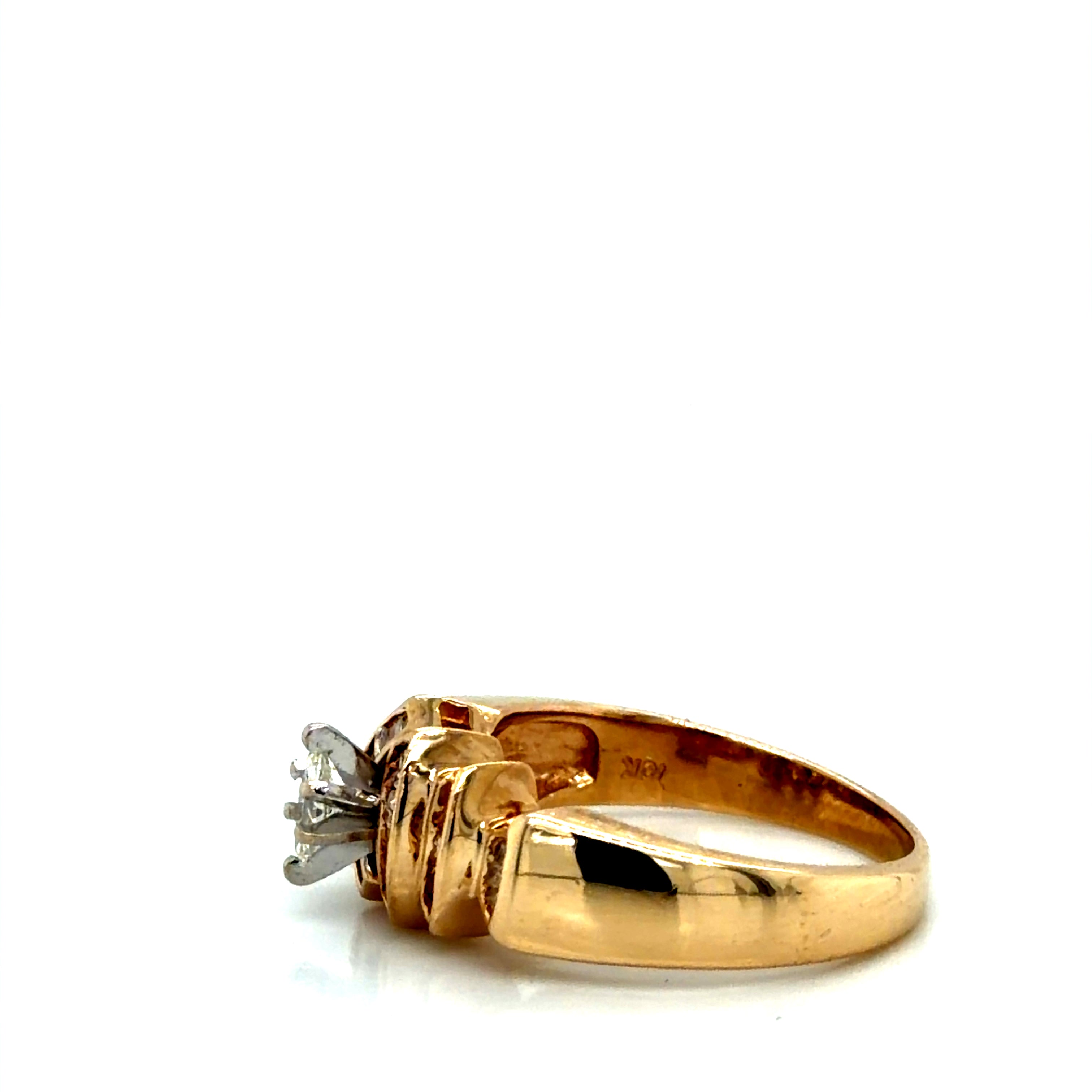10k Yellow Gold Diamond Ring with Marquise and Baguette Accents 4.3g