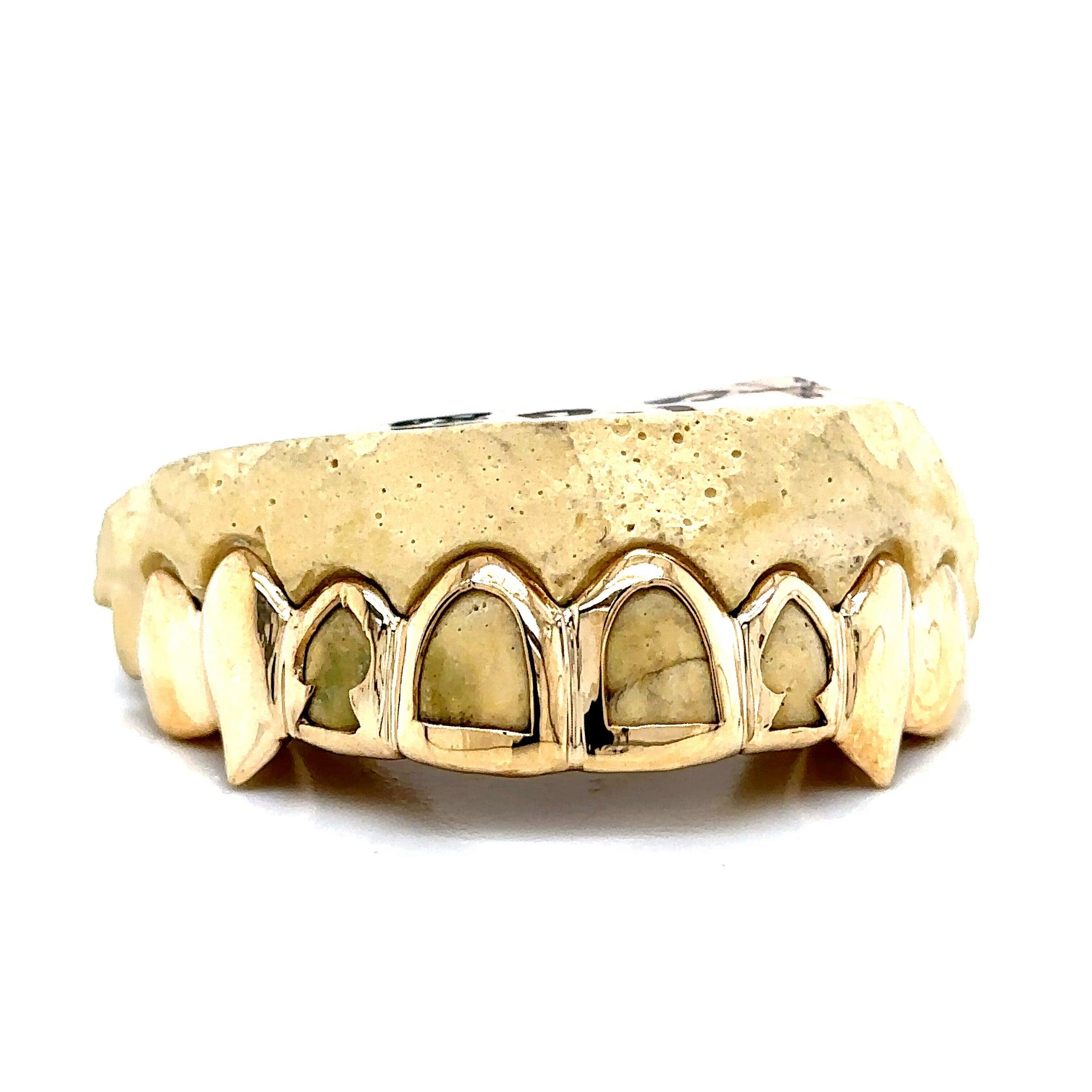 8pc Gold Open Face Spade Top Grillz