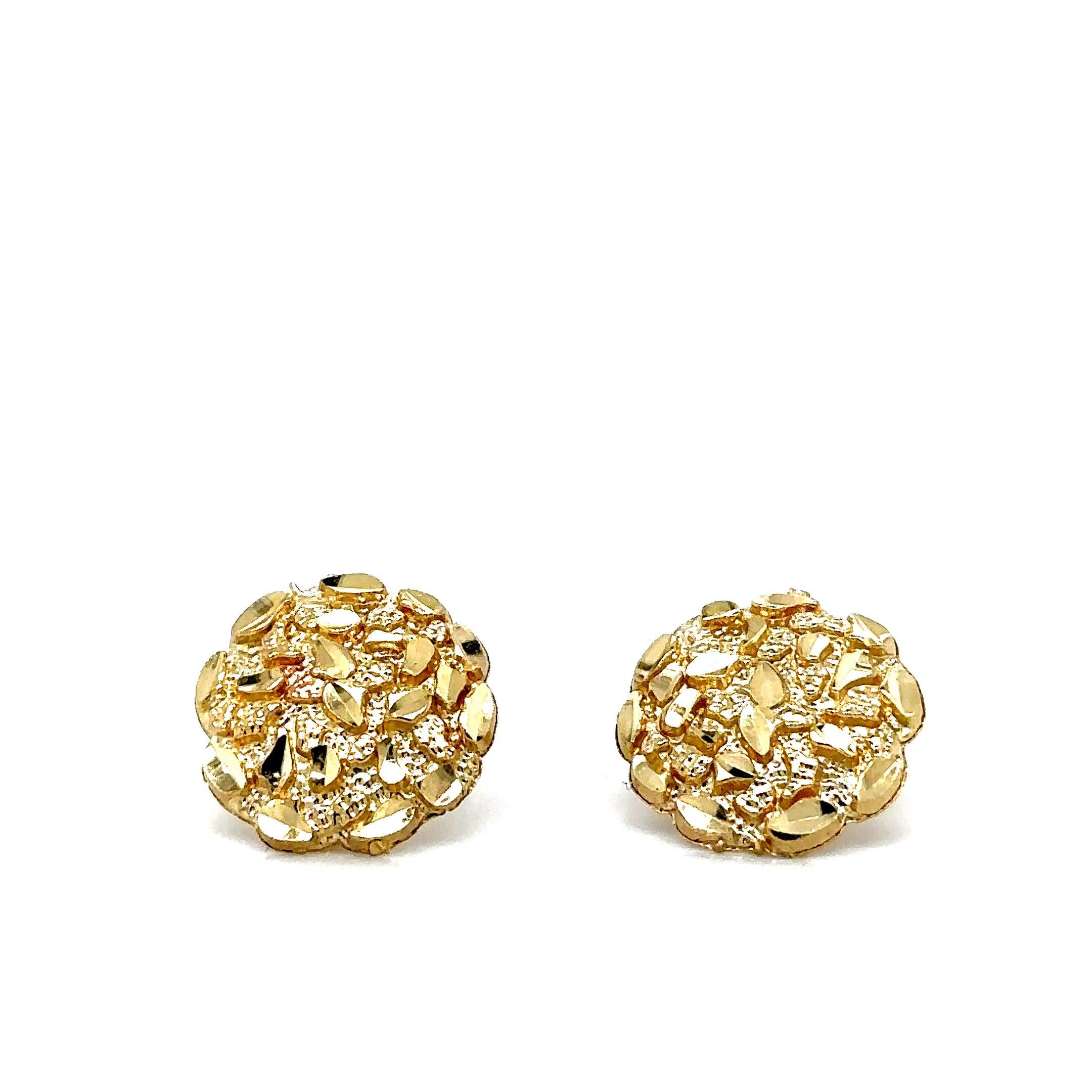 Gold Circle Nugget Earrings