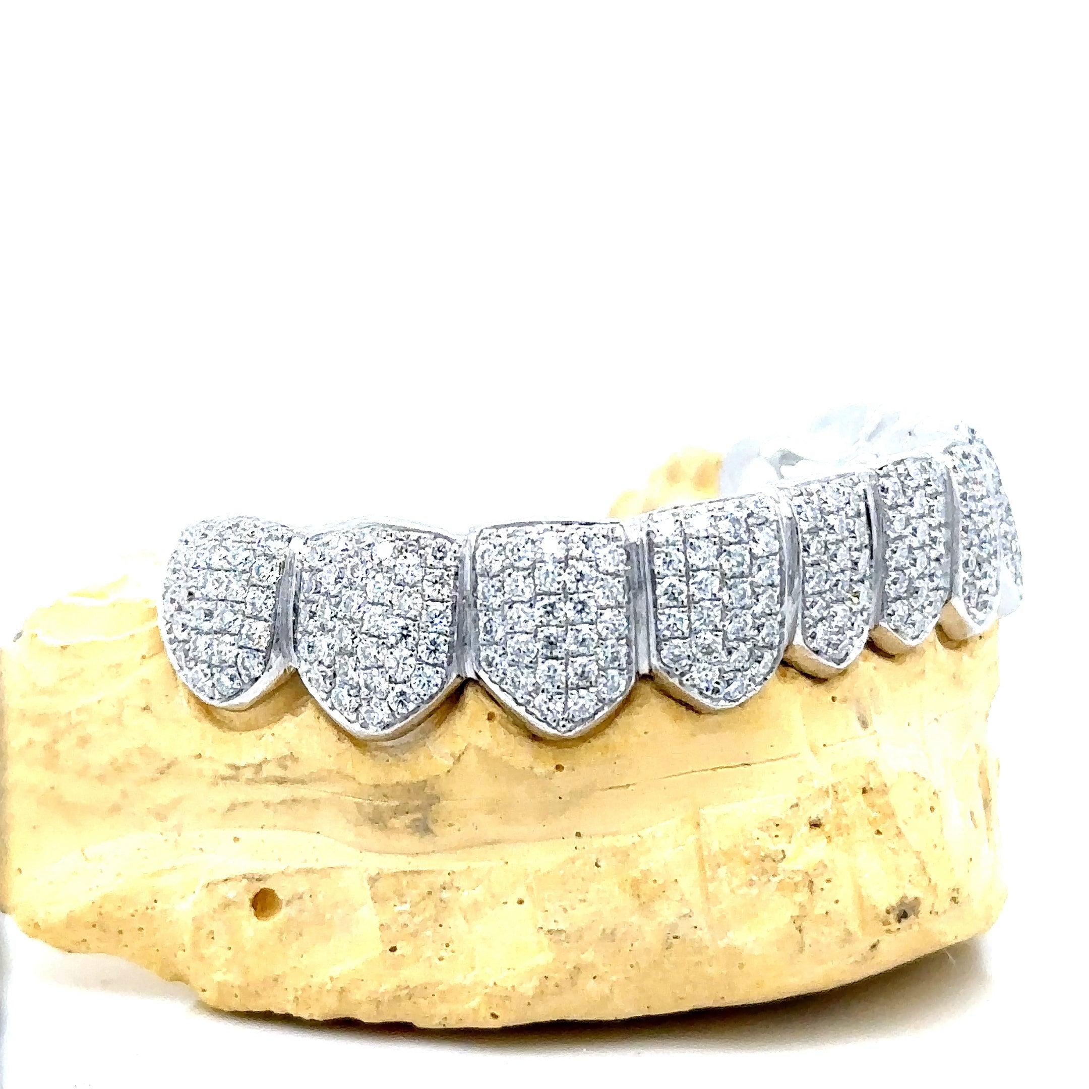 10pc Silver Moissanite Bottom Grillz