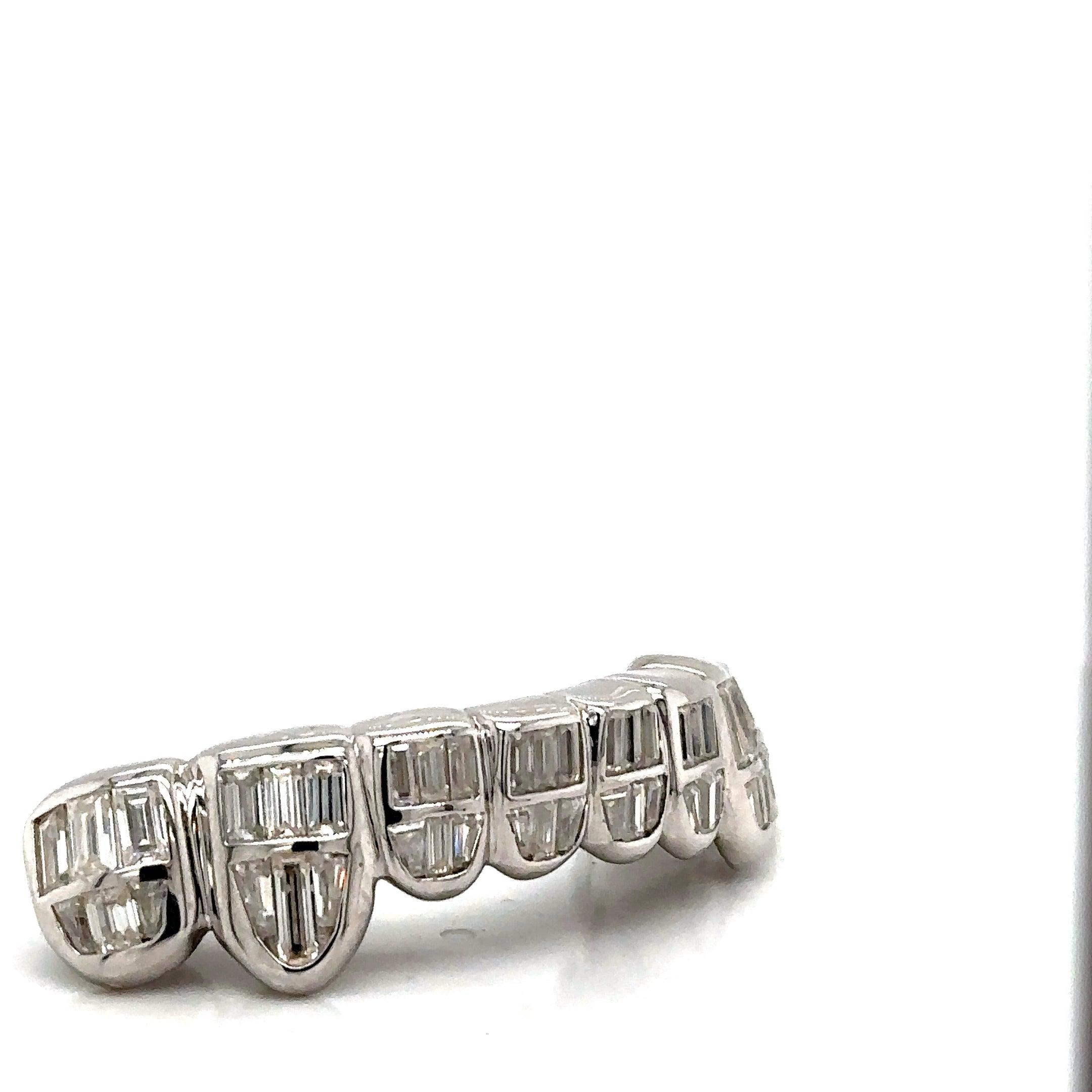 8pc Silver Baguette Moissanite Bottom Grillz