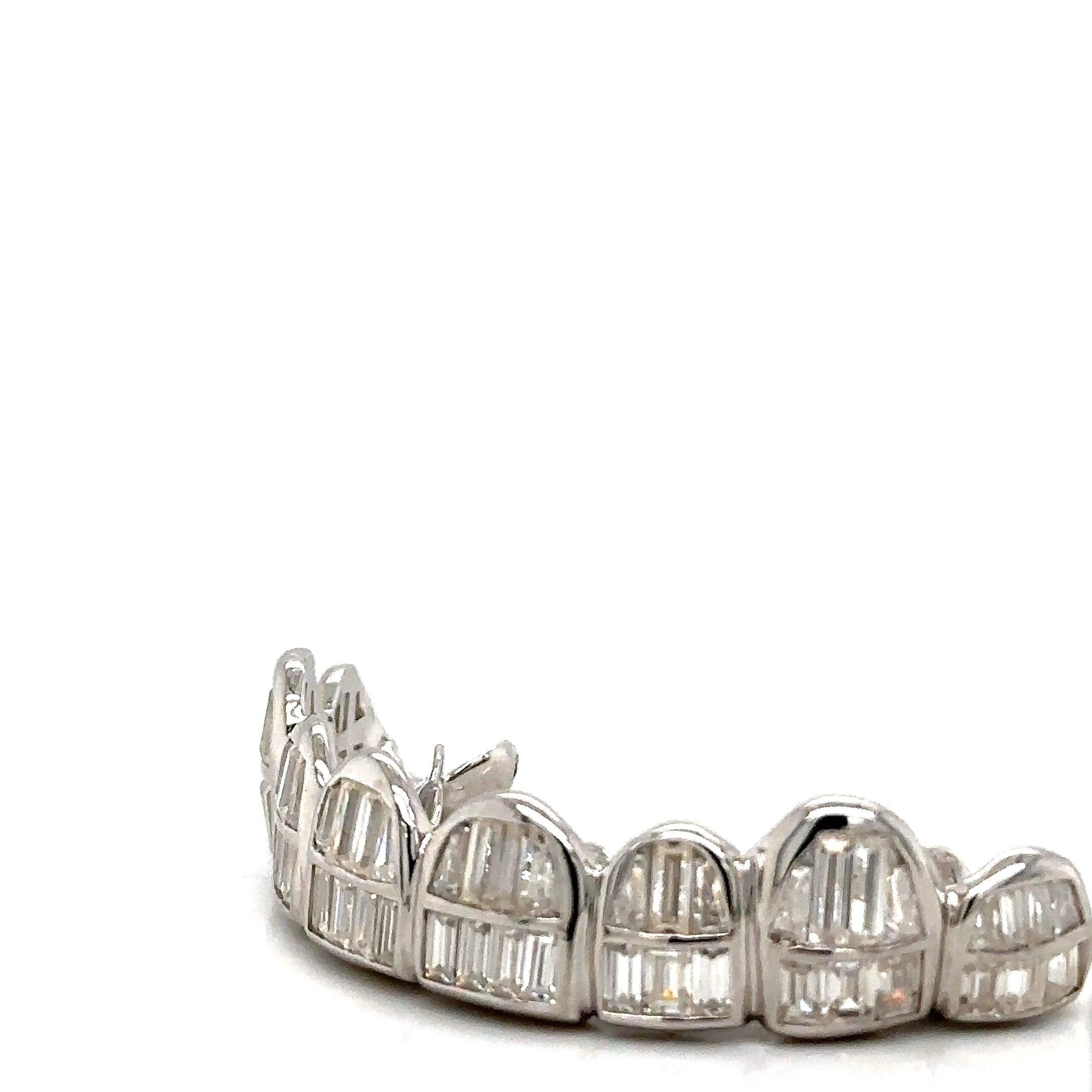 8pc Silver Baguette Moissanite Top Grillz
