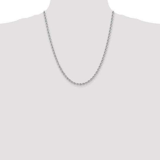 14k White Gold 4.0mm Regular Rope Chain
