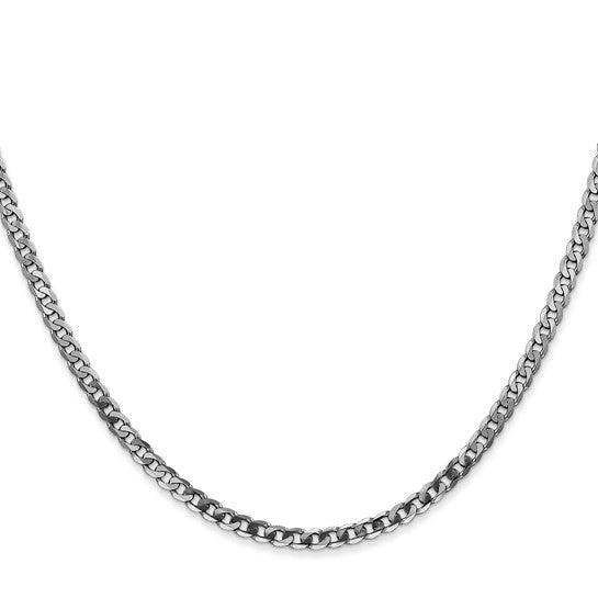 14k White Gold 2.9mm Flat Curb Chain