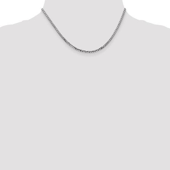 14k White Gold 2.9mm Flat Curb Chain