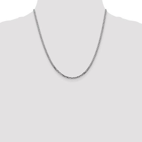 14k White Gold 2.9mm Flat Curb Chain