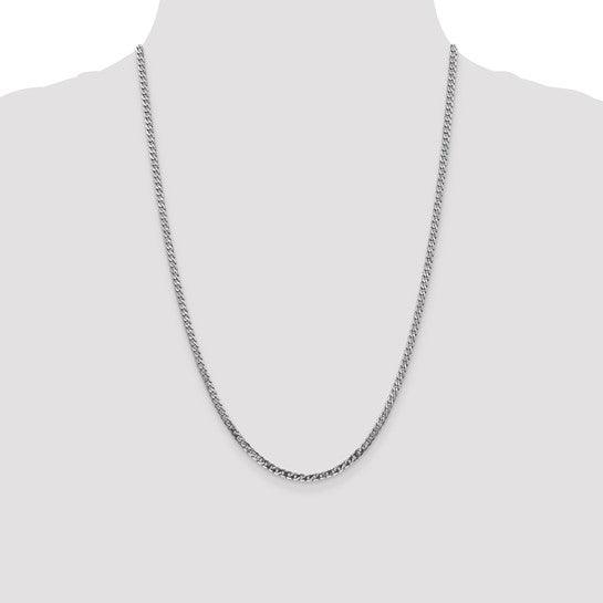 14k White Gold 2.9mm Flat Curb Chain