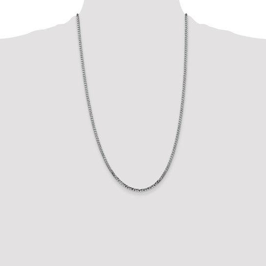 14k White Gold 2.9mm Flat Curb Chain